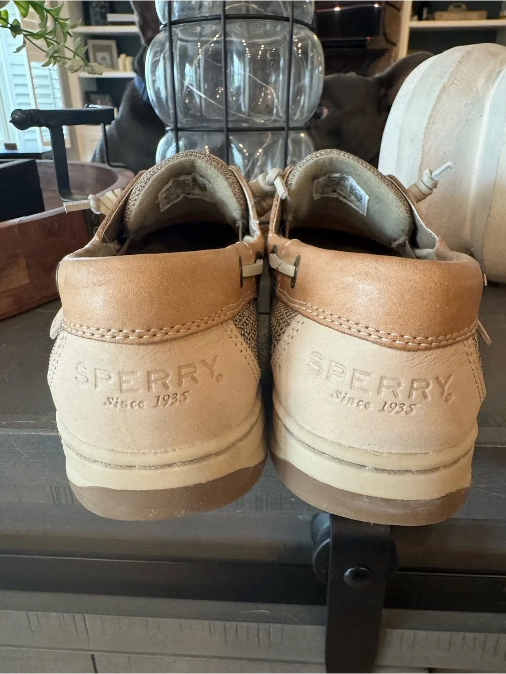 Sperry Top-Sider Tan Leather Boat Shoes Memory Foam Comfort Casual Size 7.5